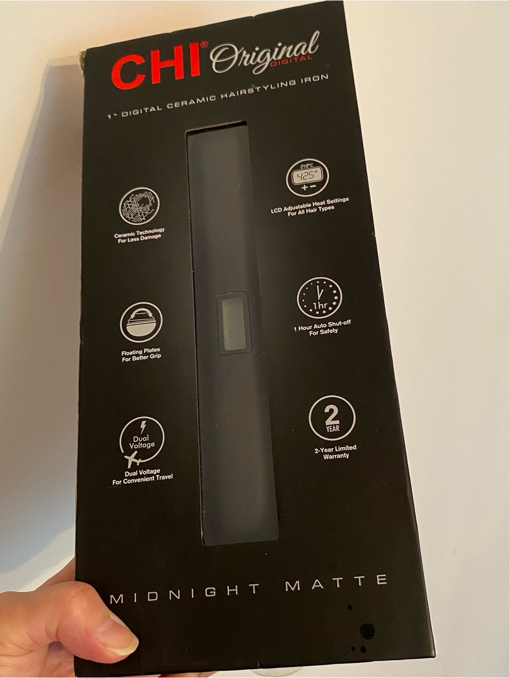 CHI Midnight Matte Black Digital Ceramic Flat Iron 1”